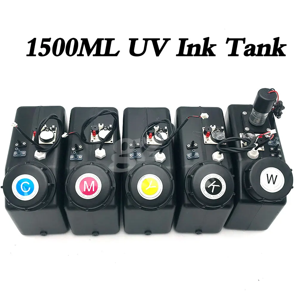 

1500 мл картридж с УФ чернилами, резервуар для чернил с жидкостным датчиком, зеркальный воздушный фильтр для УФ-принтера, белые чернила, Sub Tank UV Bulk CISS