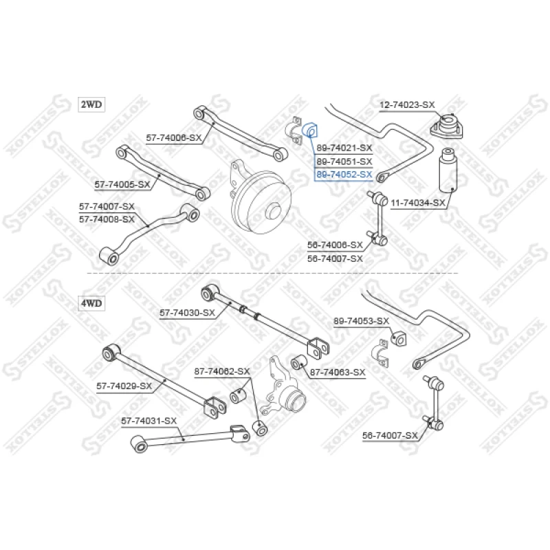 Втулка стабилизатора заднего центральная d15 Nissan Primera P10E 2WD 1.6 90-96 STELLOX 89-74052-SX Втулки
