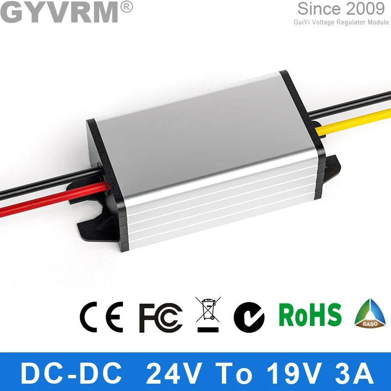 

GYVRM DC TO DC Vehicle Notebook Power Supply 24V to 19v 3A 57W Dc Step-Down module Converter Transformer Notebook Voltage Module