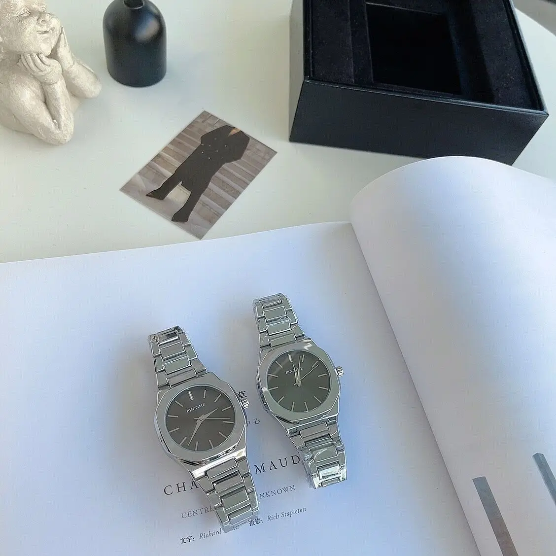 

PINTIME Quartz Watch Men Luxury Rose Gold Hip Hop Sliver Black Watches Couple Wrist Watch Clock Male zegarek meski montre