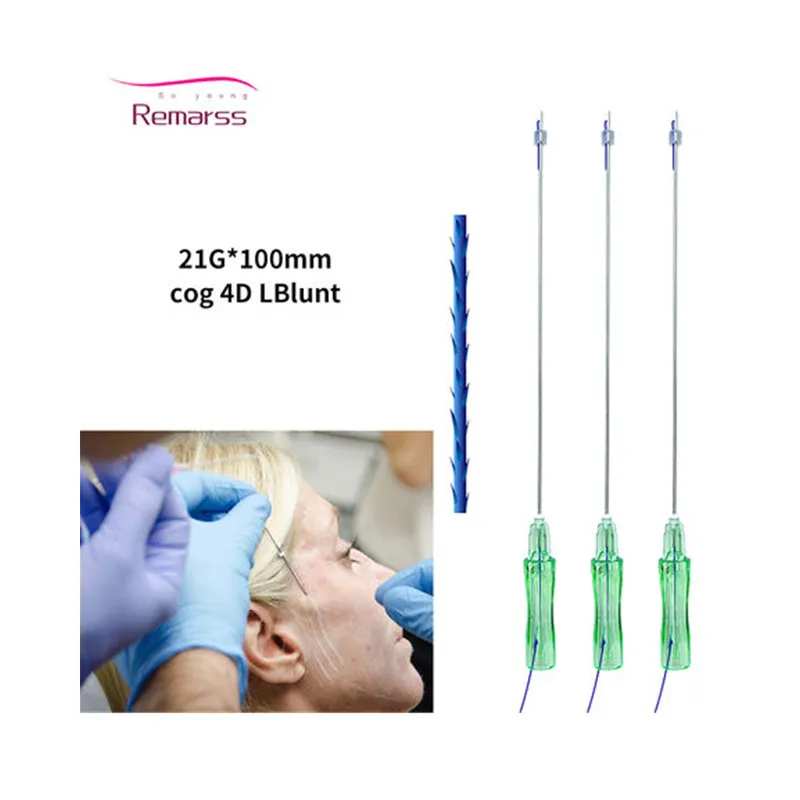 

High quality Non-Surgical Best Quality 2022 Hilos Pdo Cog 4D Blunt 19g 21g100mm Face Cheek Lifting Pdo Thread