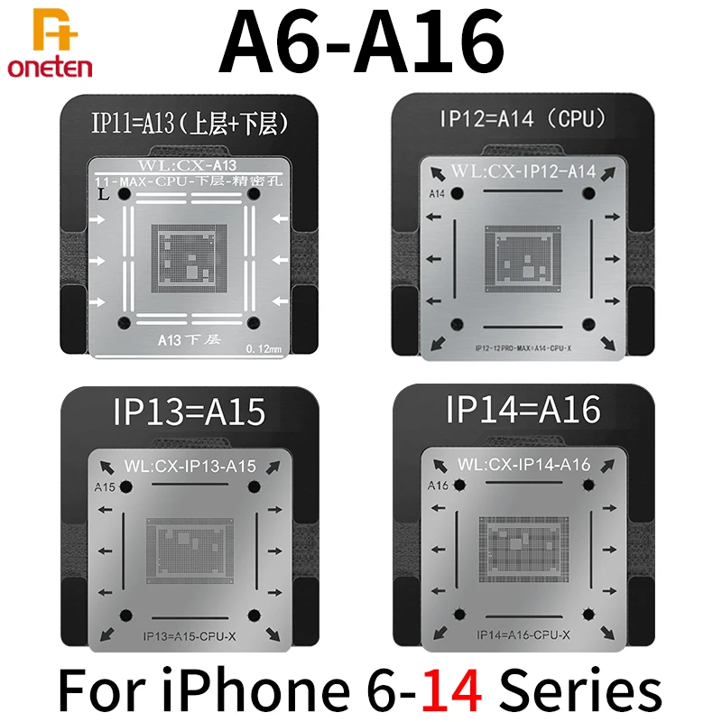 

WL BGA Reballing Stencil Solder Template For iPhone A7 A8 A9 A10 A11 A12 A13 A14 A15 A16 CPU Upper Lower Soldering Repair Tool