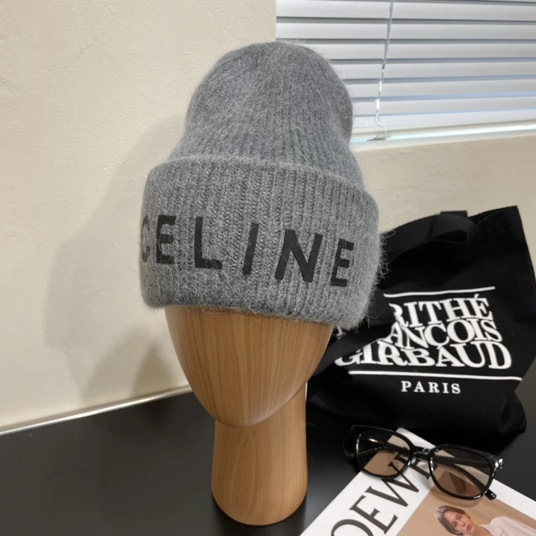 точная копия 1:1 Вязаная Шапка CELINE Сохранять Тепло Новые Стили Осени Зимы
