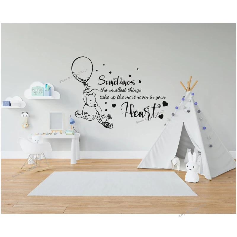 

Winnie The Pooh Wall Decal Sometimes The Smallest Things Quotes Vinyl Sticker Nursery Kids Bedroom Baby Room Home Decor