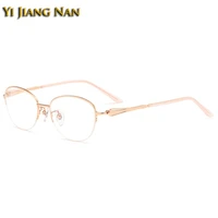 women pure titanium ip plating top quality lightweight optical glasses frame semi rim spectacle prescription eyeglasses eyewear