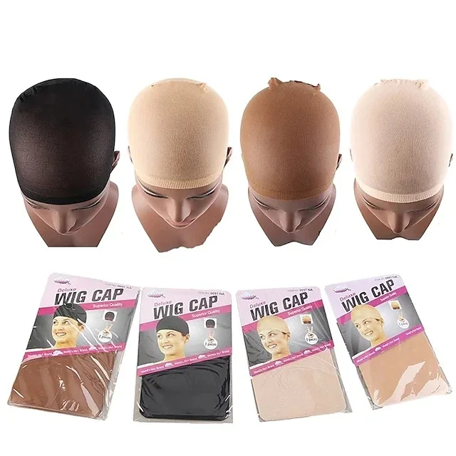 

12Pcs(6Bags) WIGERA Clearance Universal High Elasticity Skin tone/Black/Chocolate Mixed purch Quality Deluxe Wig Cap Hair Net