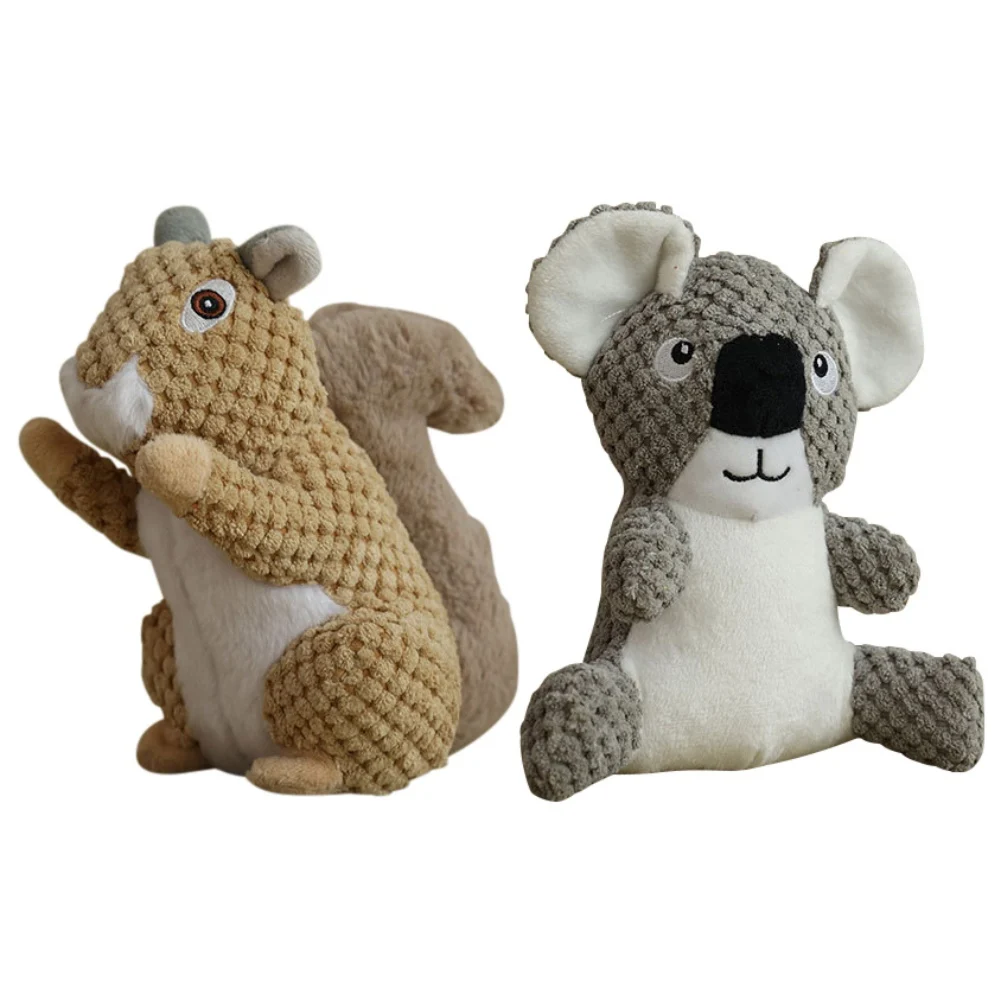 

Plush Squirrel Koala Shaped Dog Squeaky Toys For Small Large Dogs Interactive Bite Resistant Pets Chew Toy Accessories