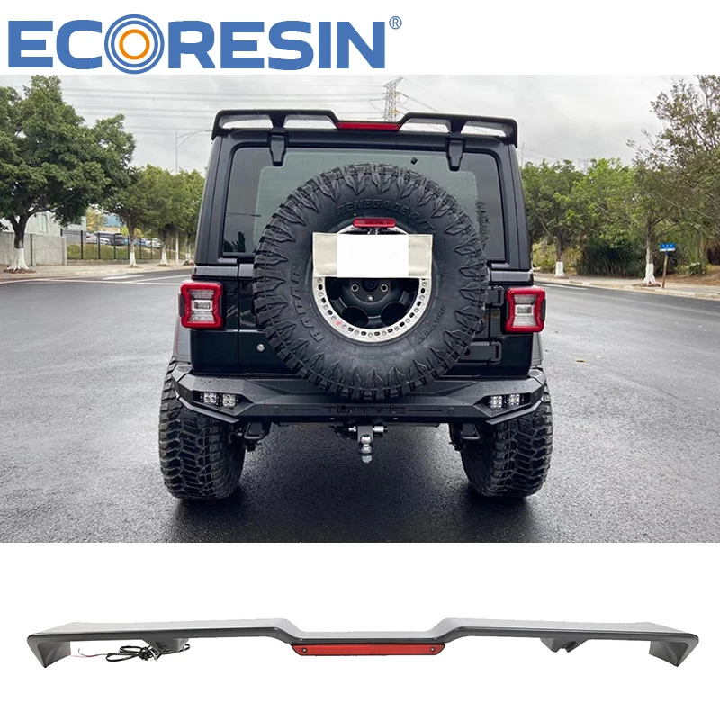 

For Wrangler JK JL 2007-2022 Rear Tail Plane Car Spoiler ABS MidSpoiler LED Roof Wing Spoiler Trim Running Brake Signa lLight