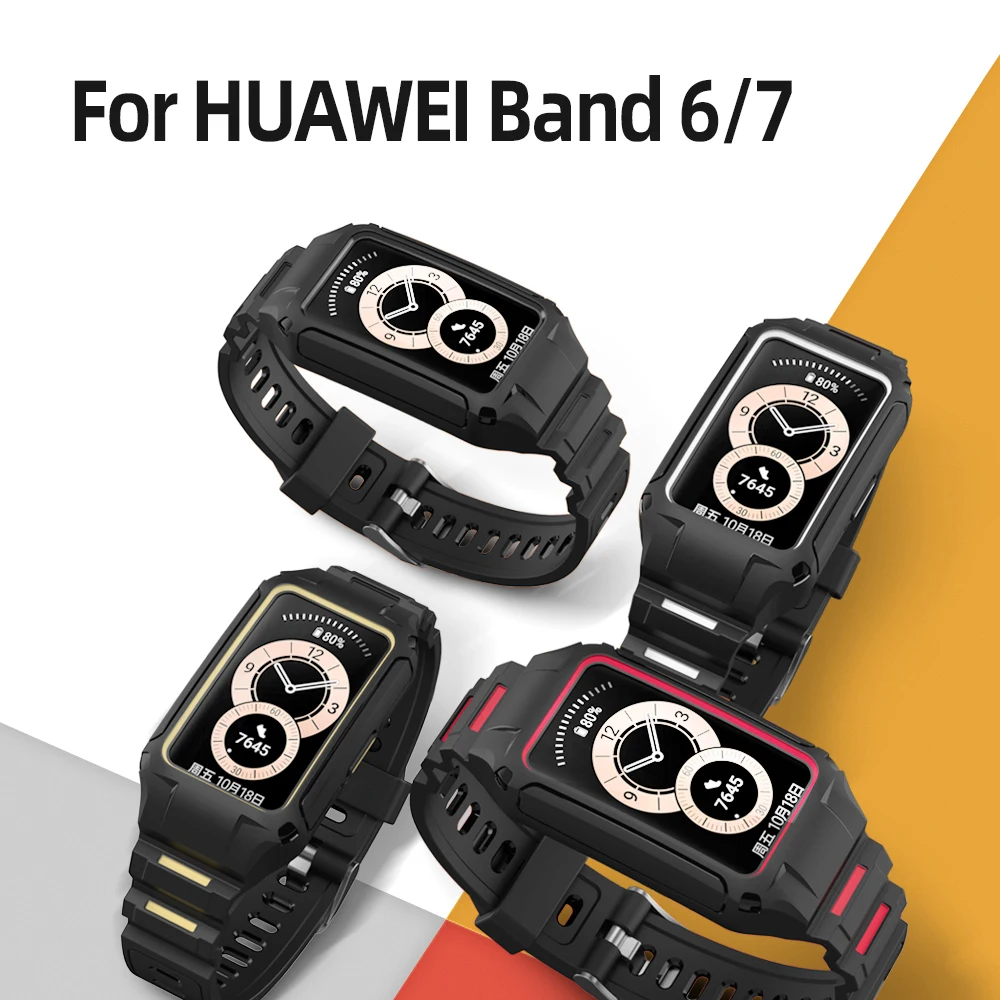 Watchbands Strap for Huawei Band 6 FRA-B19 Band7 Honor 6  Smart  Watch Case Armor Bumper Bracelet Sport TPU Shell Protector