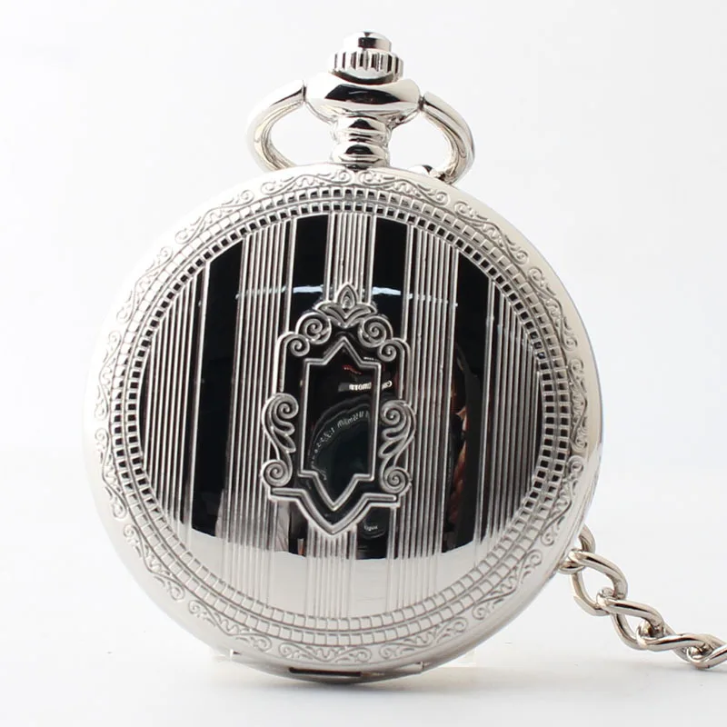Luxury Silver Pocket Watch Simple Design Personalised Vintage Pendant Necklace Hand Wind Fob Watches with Chain Gifts