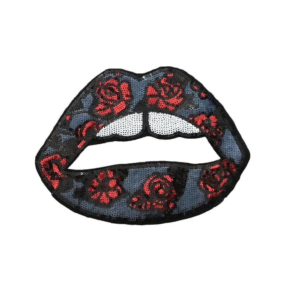 Цветок губы аксессуары для рукоделия 25 5X19 см патчи с блестками в форме рта одежды