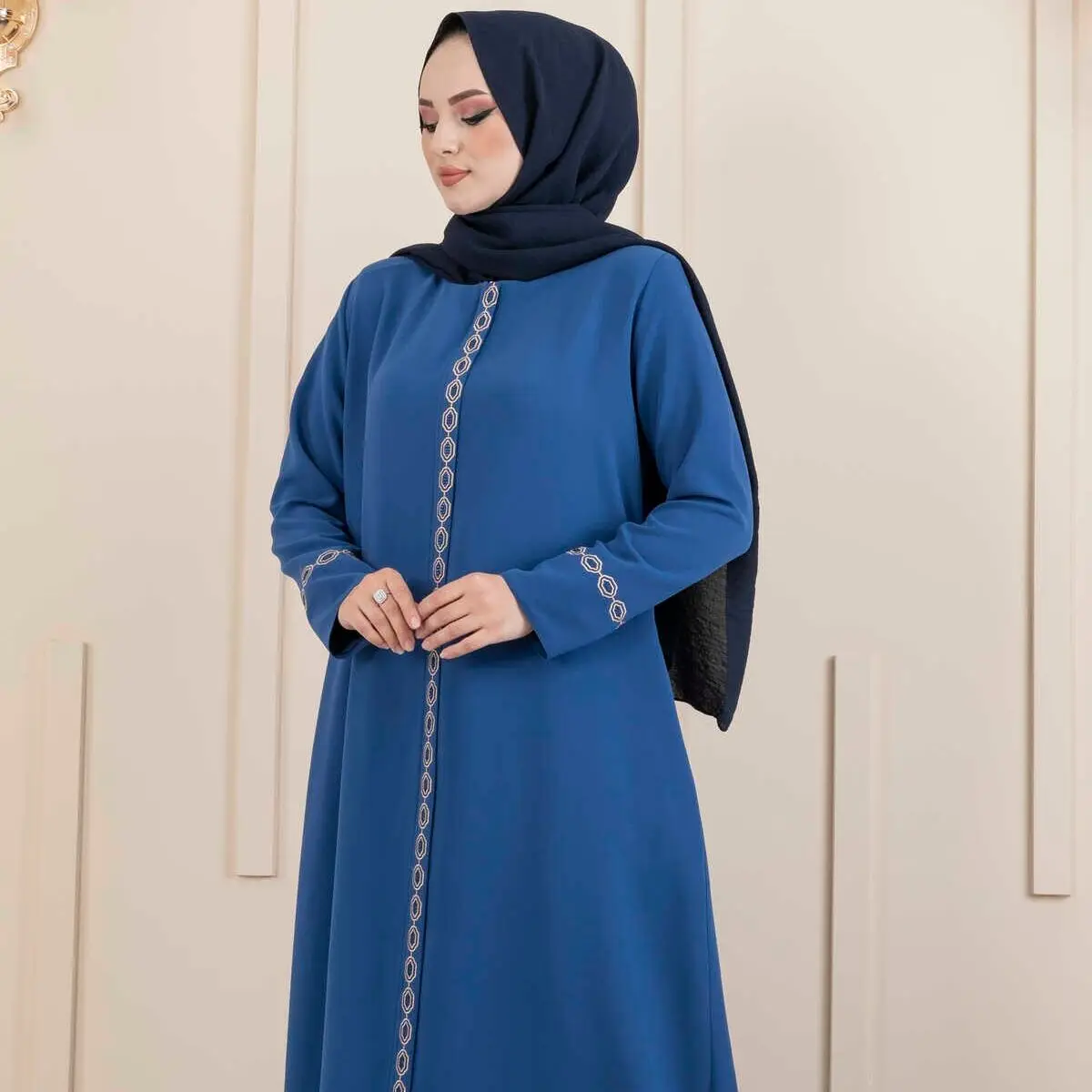 Embroidered Stone Detailed Hijab Abaya Dress Turkey Muslim Fashion Islam Clothing Dubai Istanbul Istanbulstyles 2022