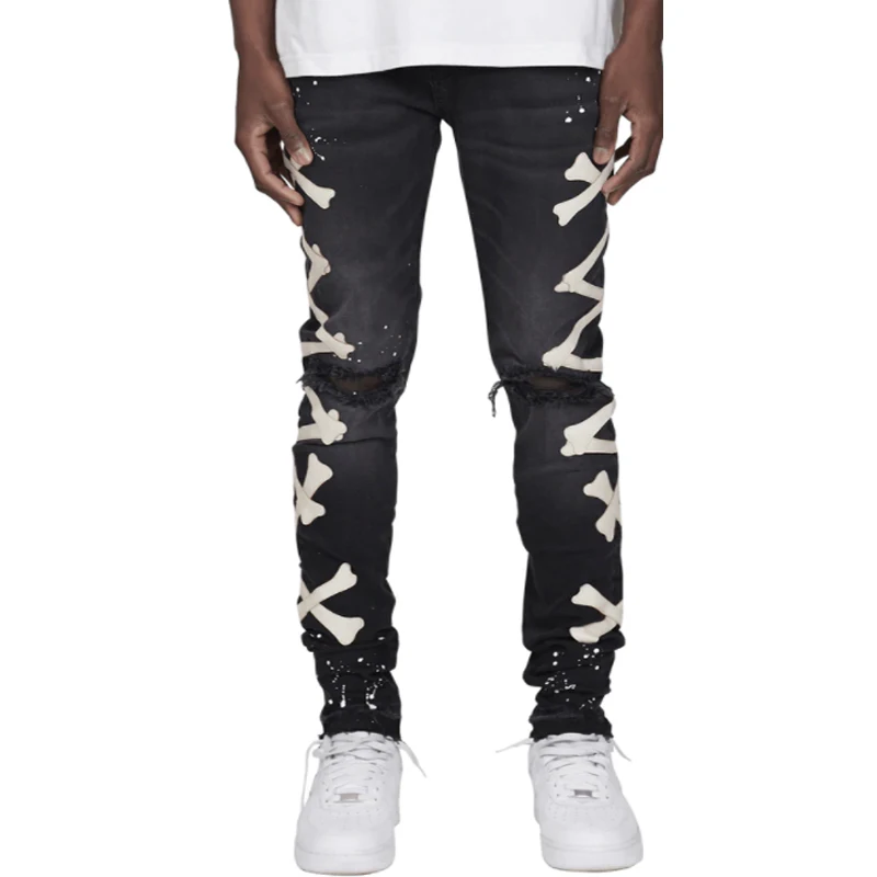 Ripped Jeans Men Fashion Printed  Casual Pants Skinny Slim Fit Denim Trousers Jogger Hip Hop Streetwear Jeans for Men