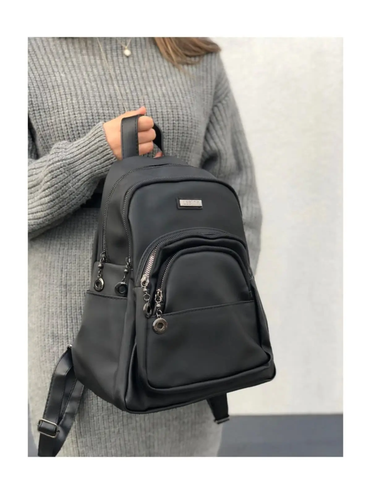 Black Waterproof Parachute Fabric Backpack