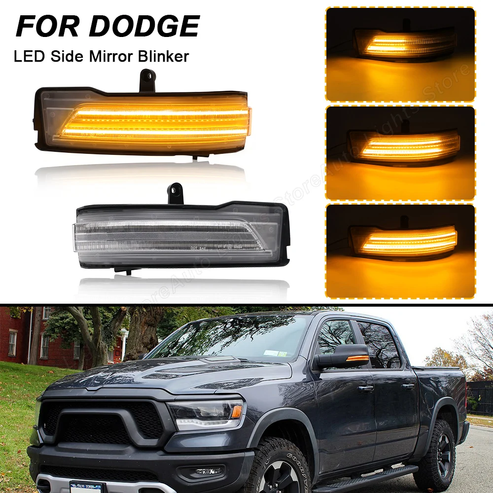 

Для Dodge Ram 1500 2019-2022, светодиодные лампы с динамическим боковым зеркалом, чистый янтарь, 2 шт., фонари индикатора, ОЗУ 1500