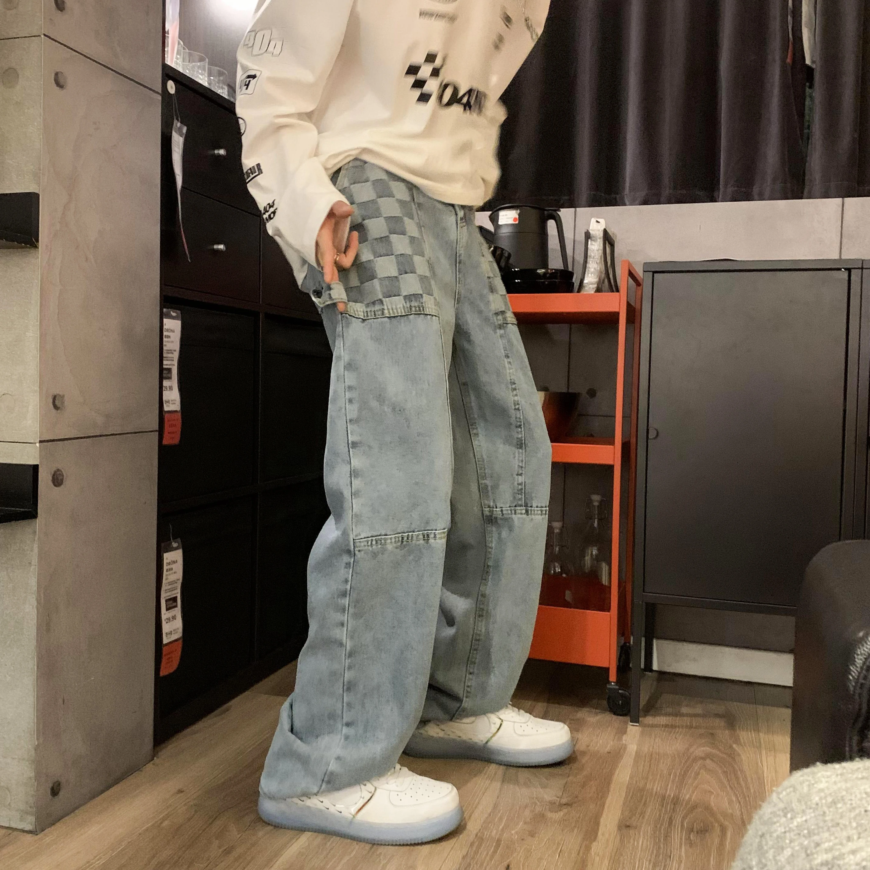 Fashion Baggy Jeans For Men Loose Trousers Neutral Jean Streetwear Casual Summer Pants Hip Hop