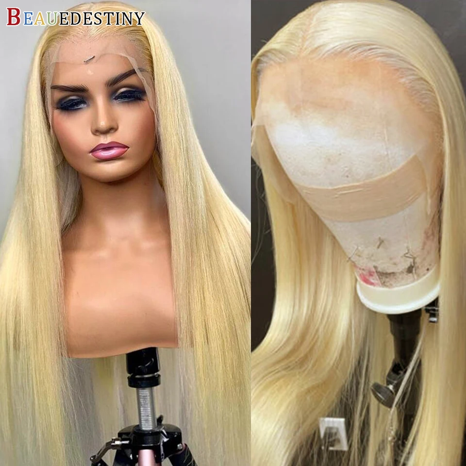 

613 Lace Front Wig Synthetic Hair Straight Lace Front Wig Pre Plucked Blonde 13x4 Lace Frontal Glueless 360 Lace Wig For Women
