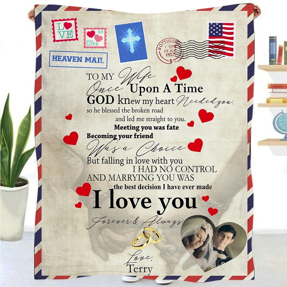 

Fashion Print Blanket A Letter to Wife Warm Soft Living Room Sofa Blanket Home Travel Picnic Quilt Christmas Home Decor Gift