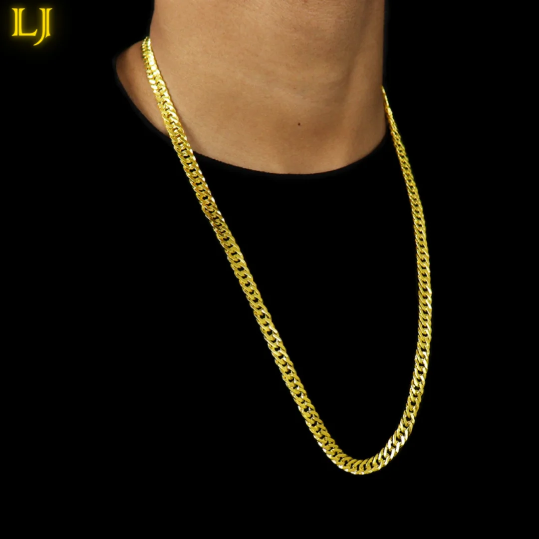 

LAMINATED GRUMET Chain 7MM Identical 18K Gold (Old Currency) Eternal Color Guarantee! Men's Cordao Ancient Coin Chain