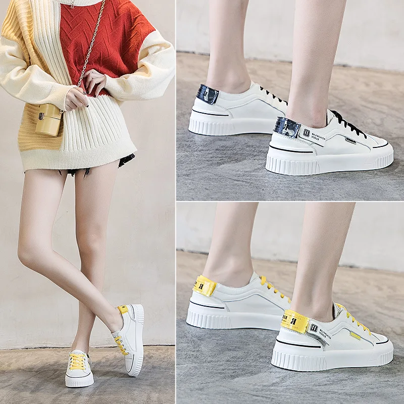 Breathable Cover Heel Women White Shoes Wild Vintage Girls Casual Round Head Flats Fall Soft Sole Cross-tied Chaussure Femme