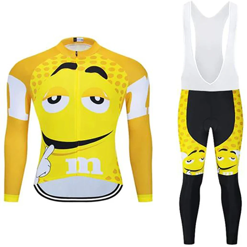 

2022 M&Ms Cycling Long Sleeve Jersey And Bib Pants Set Spring And Autumn