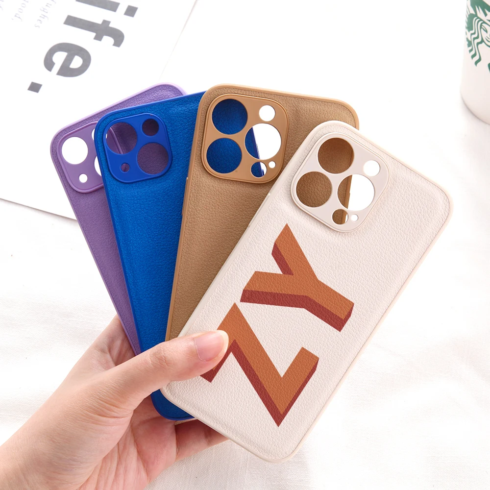 Чехол с надписью на заказ для iPhone 15 Pro Max 14 13 12 Mini 11 роскошный кожаный чехол