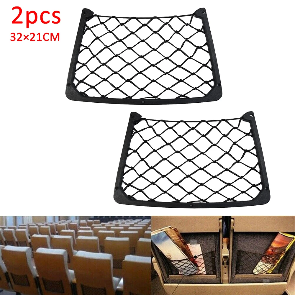 

2pcs Elastic Storage Net Pocket 32x21cm For Camper Van Caravan Organizer Holder Car Interior Tidying Accessories Seat Back Bag