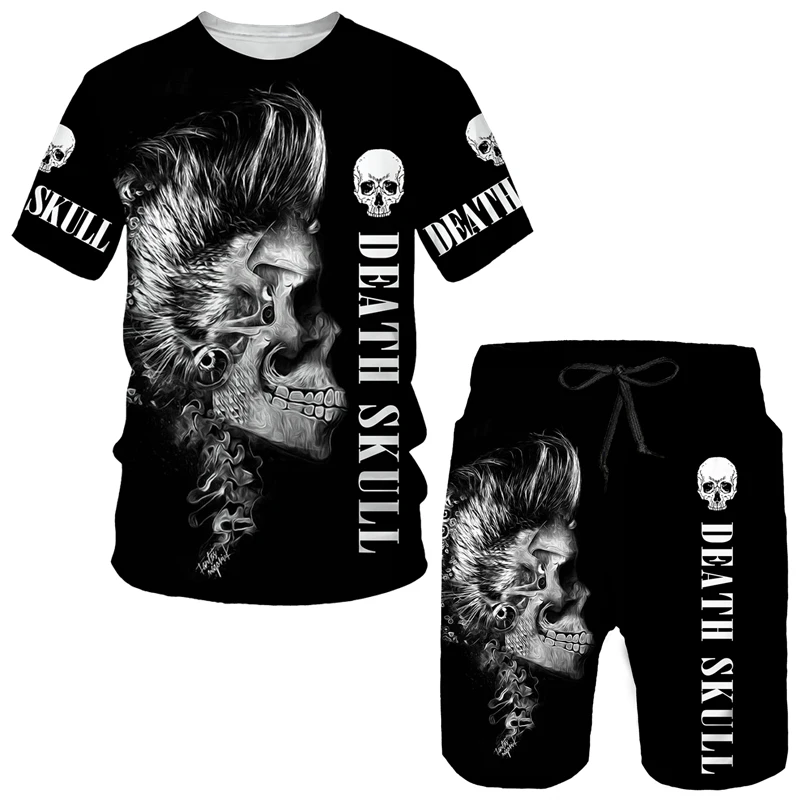 

Gothic Skull 3D Printed Men's T-Shirt/Shorts/Suits Summer Cool Hipster Streetwear Clothing Set Men/Women Short Sleeved Tracksuit