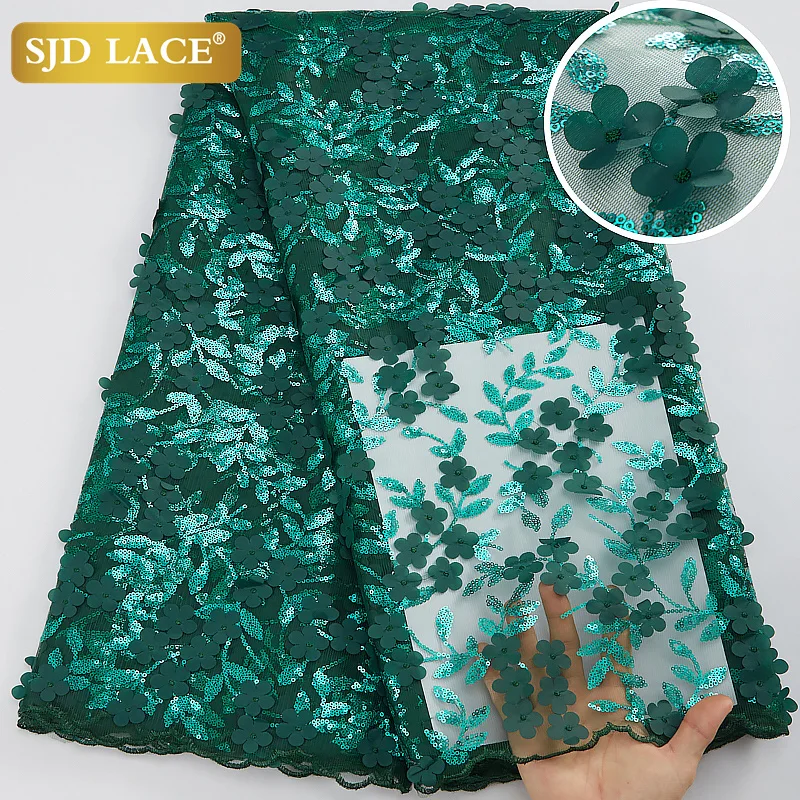 

Кружевная ткань SJD A2937, французская кружевная ткань с 3D блестками, Высококачественная нигерийская кружевная ткань с вышивкой, аппликация с 3D...