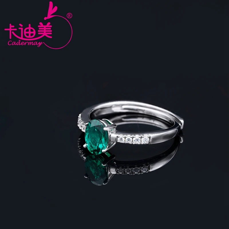 CADERMAY Jewelry 100% S925 Silver High Quality Lab Grown Emerald Oval Shape Hot Sale Anniversary  Gifts Rings For Women