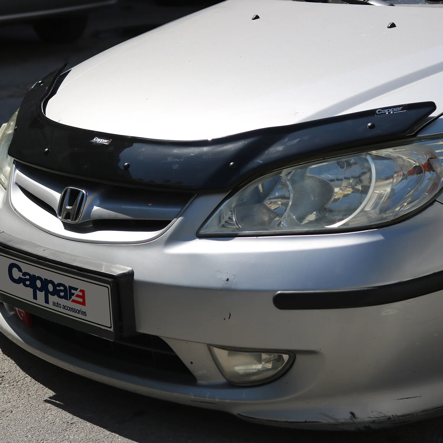 

Для переднего защитного спойлера капота Honda Civic от 2001 до 2006, передний зеркальный дефлектор капота, защитный глянцевый черный автостайлинг