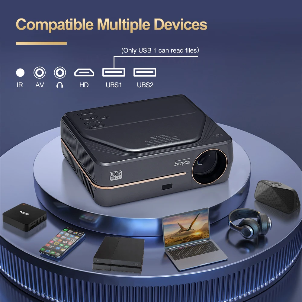 Everycom YG627 проектор Android 10.0 WIFI Full HD 1080P видео домашний кинотеатр смартфон