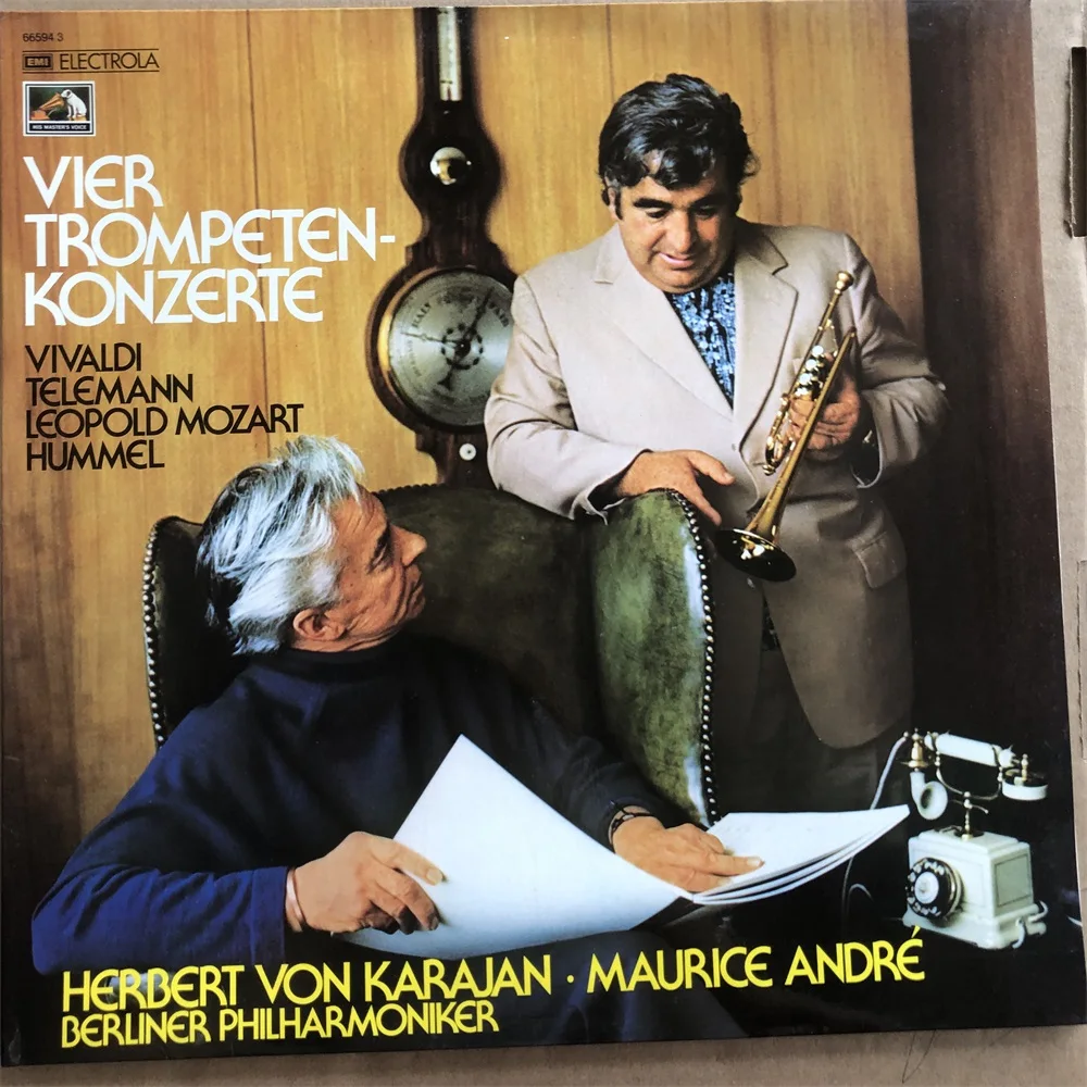 Old 33 RPM 12 inch 30cm Vinyl Records LP Disc Karajan Conductor Vivaldi Philharmoniker Mozart Hummel Maurice Classic Music Used