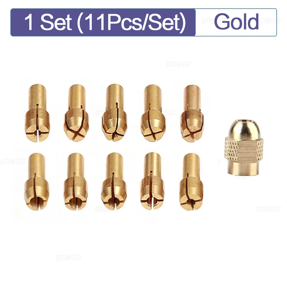 

Мини-дрель STONEGO латунные зажимные патроны 4,3 мм хвостовик 0,5-3,2 мм патрон и гайка M8 x 0,75 аксессуары для роторного инструмента 11 шт./комплект