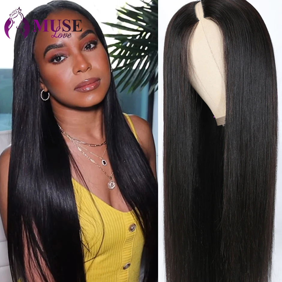 Muse Love Straight V Part Wig Human Hair No Leave Out Brazilian Hair For Women 180% Upgrade U Part Wig No Glue Remy Natural Hair