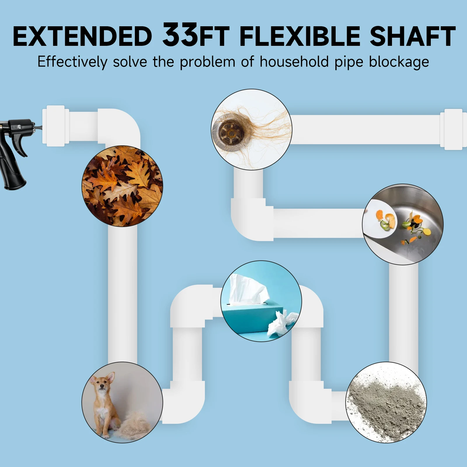 Сливной шнек 33 фута сверхмощный сливной для слива труб