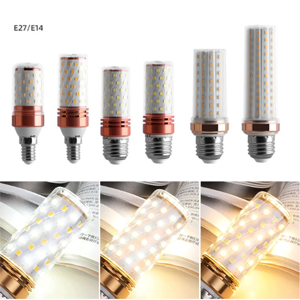 

1/4PCS E27/E14 LED Mini Lamp 12W 16W Candle Lights Corn Bulb AC 110V 220V 240V 360V Beam Angle Replace Halogen Chandelier Light
