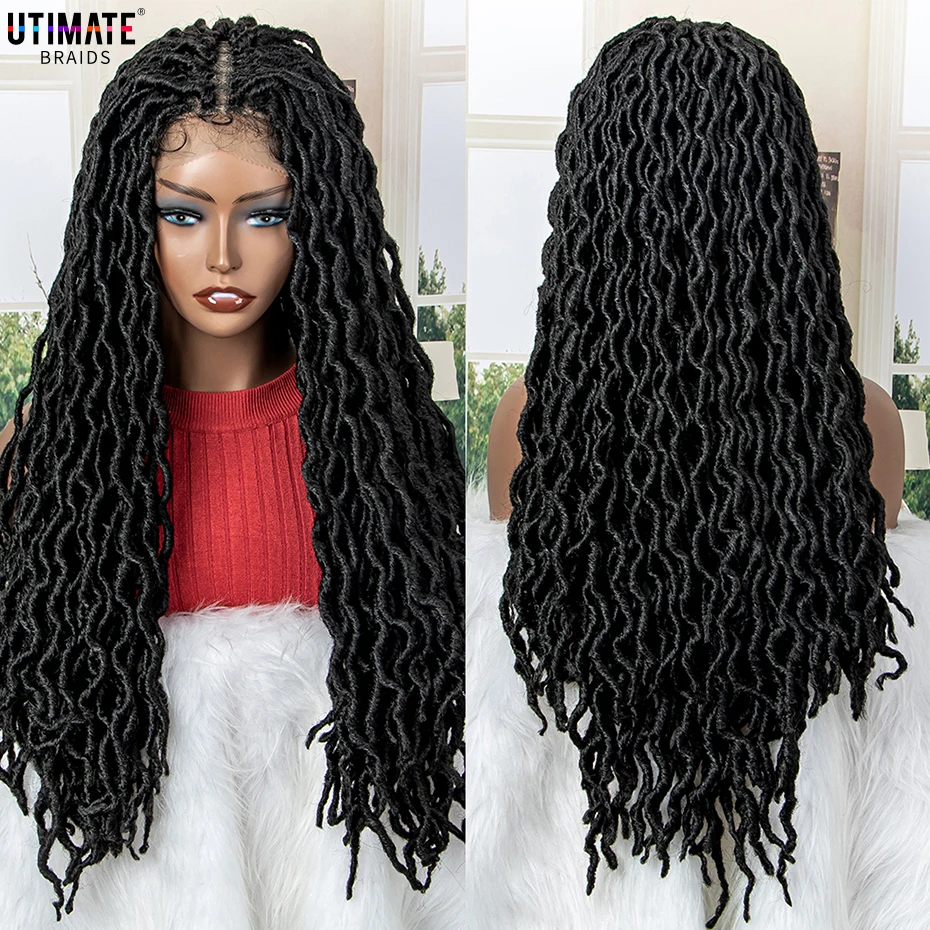 Synthetic Box Braided Wigs 26'' Locs Crochet Braiding Hair Crochet Hair for Black Women Hair with Dreadlocks Hair Extensions