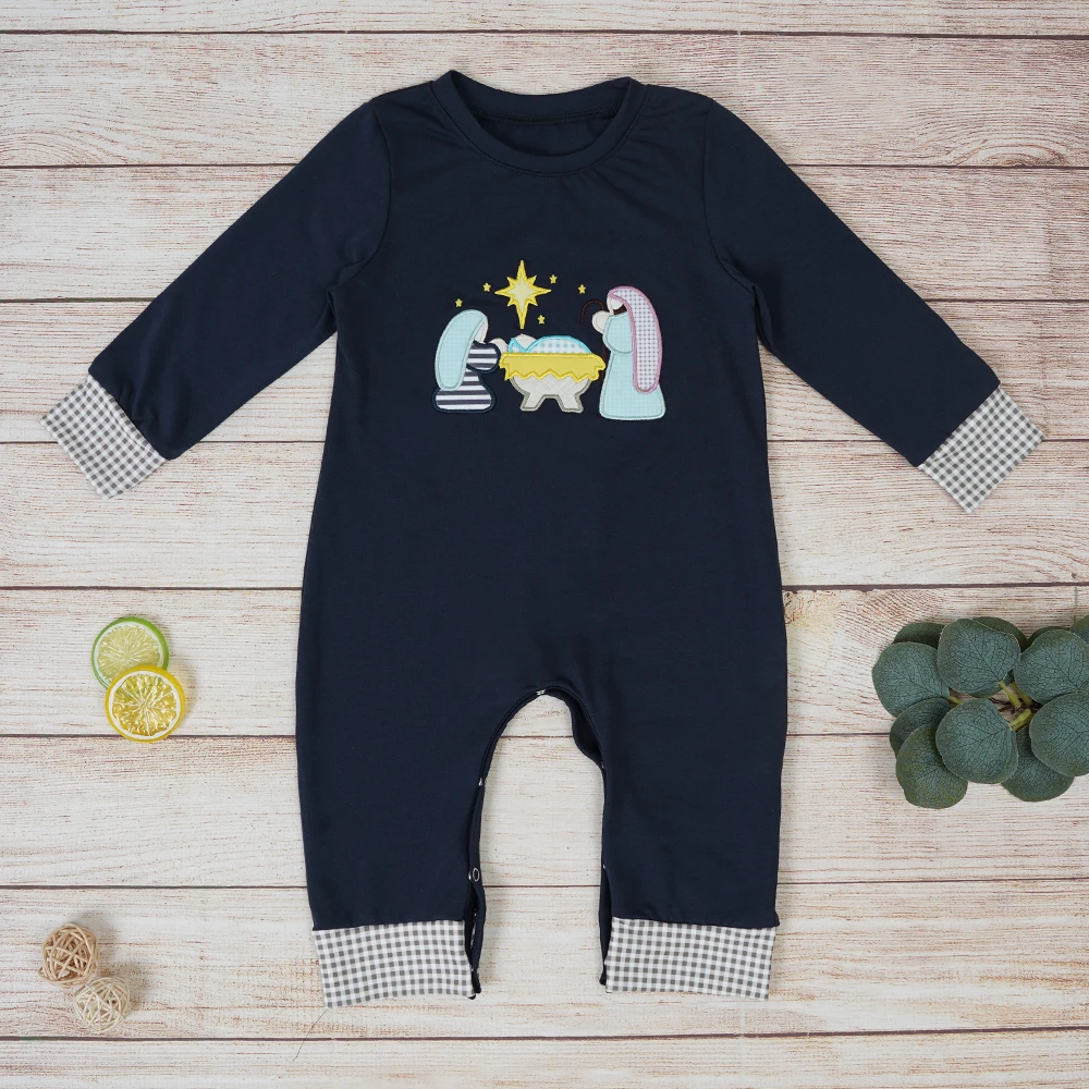 

Fashion Baby Boys One-Piece Clothes For Fall Cute Jesus Long Sleeve Floral Romper Newborn Infant Long Pants Jumpsuit For 0-3T