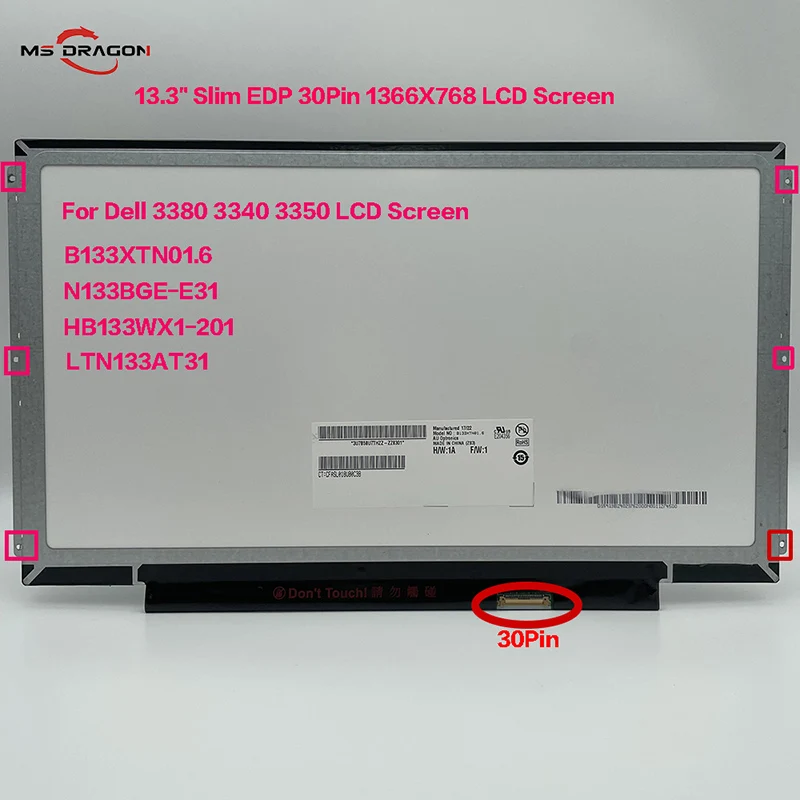 

Тонкий ЖК-экран для ноутбука 13,3 дюйма B133XTN01.6, подходит для HB133WX201 N133BGE E31 LTN133AT31 для Dell Vostro 3350 E3330 E3340, Замена матрицы
