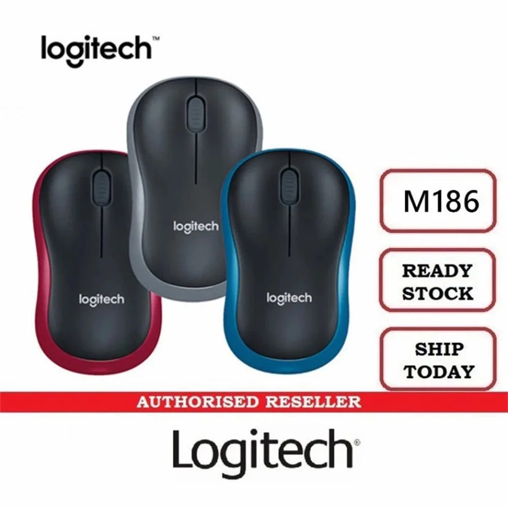 Беспроводная мышь Logitech M185, эргономичный дизайн, портативная офисная мини-мышь с длинным аккумулятором для игр с низким уровнем шума, подходит для ПК и ноутбуков