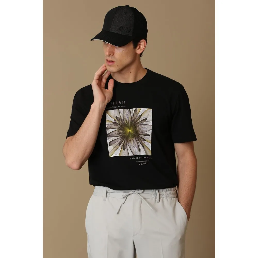 

Men's Black Printed T-shirts Summer Season Cotton 2022