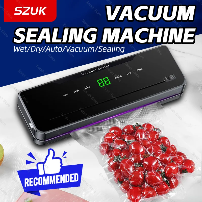 Электрический вакуумный упаковщик со встроенным ножом для сухой/влажной пищи