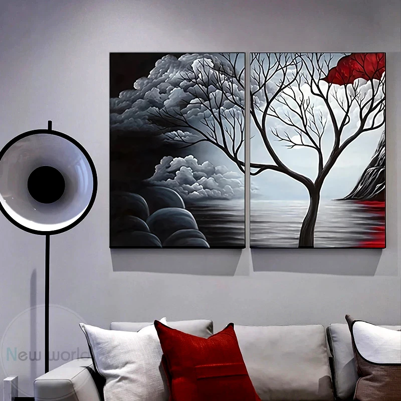 Настенная картина с изображением красного дерева |