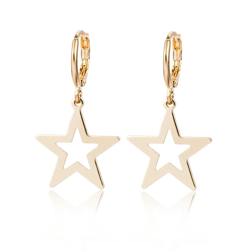 

2 Color Star Earrings For Women Fashion New Retro Drop Earring Pendientes Wedding Party Jewelry Gift Boucle Oreille Femme