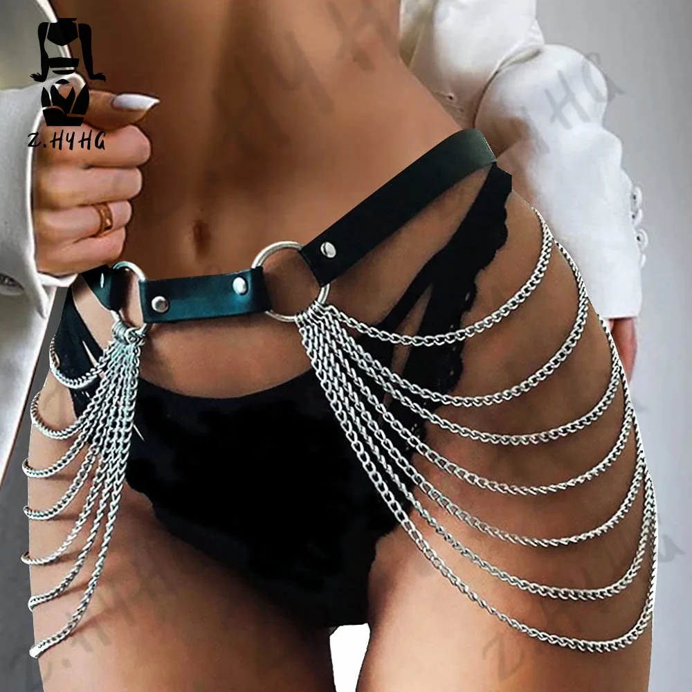 Sexy Harness Bondage For Women Body Chain Lingerie Faux Leather Punk Erotic Adult Bondage Strap Suspender Accessories