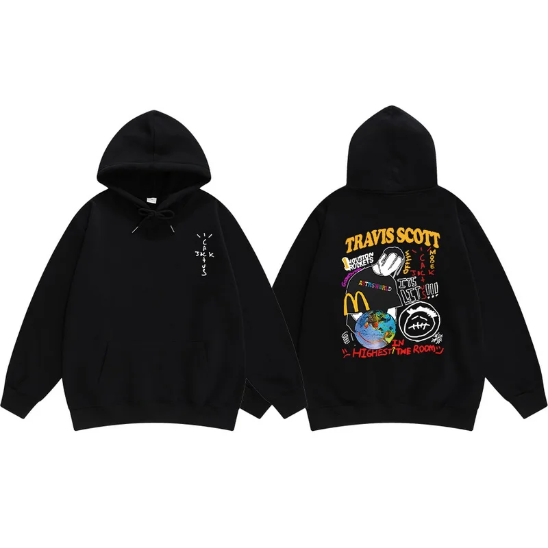 

2022 Streetwear Hip Hop Hoodie Sweatshirt Cactus Jack Hoodie Black Harajuku Men Hooded Pullover Unisex Clothing