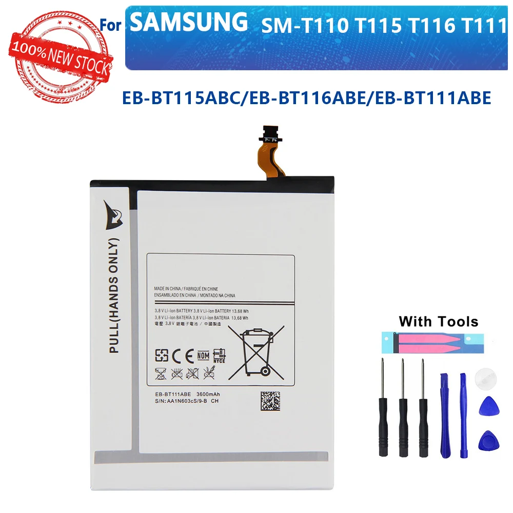 

Tablet Battery EB-BT115ABC ABE EB-BT116ABE EB-BT111ABC EB-BT111ABE for Samsung Tablet Tab3 Lite SM-T110 T111 T116 3600mAh+Kits