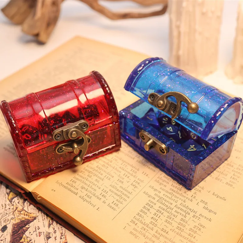 Treasure Box Dice Storage Box Mirror Silicone Mold DIY Jewelry Storage Box Crystal Epoxy Resin Mold