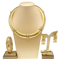 yulaili italian design gold plated womens jewelry set crystal necklace set